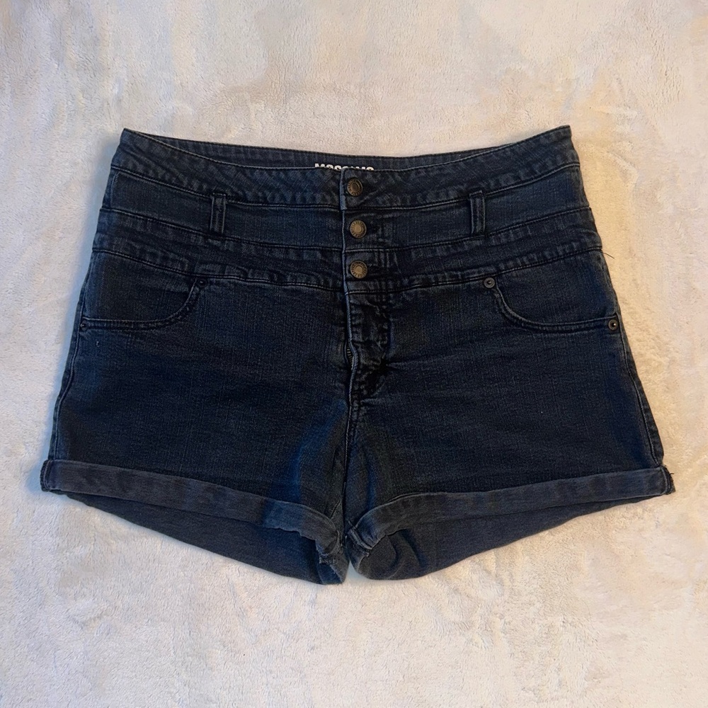 Black High Rise Denim Shorts